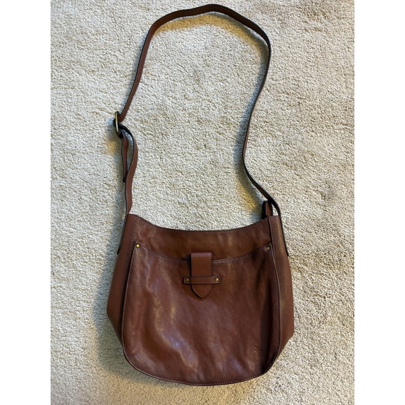 Frye Olivia‎ Large Crossbody Cognac Tan Brown Bag Purse - Picture 1 of 12